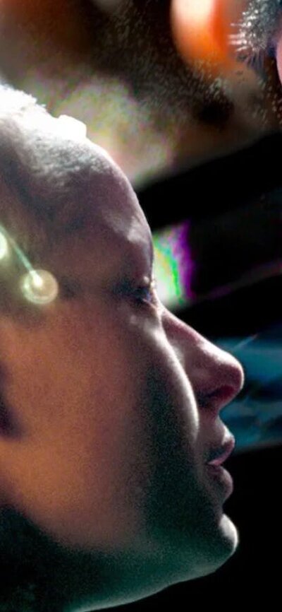 Science. Art. Film.: Minority Report 18 November, 2026 Man looks sternly at young child with nodes attached to the head