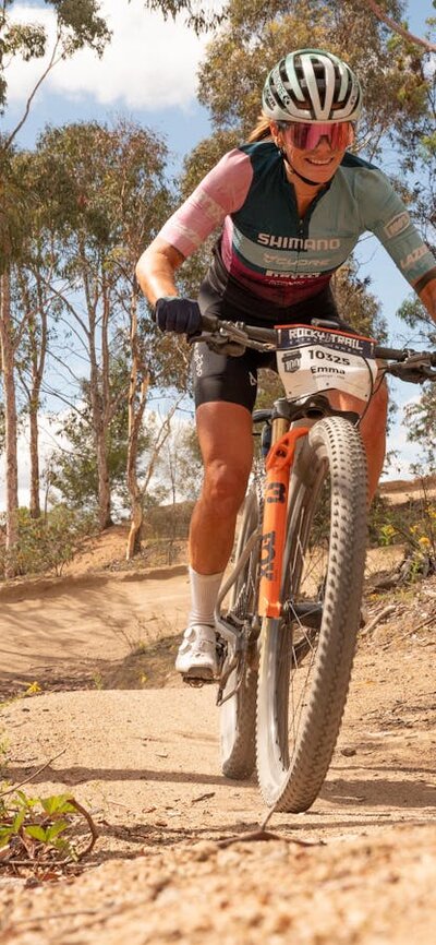 Em Viotto on the UC Stromlo giant marathon circuit. Marathon Racing at UC Stromlo.