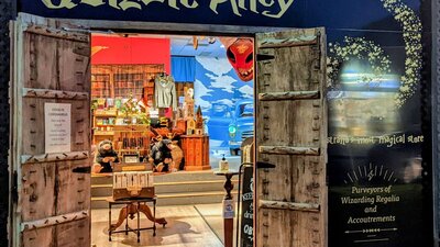 Quizzic Alley is home to The Sneaky Cauldron for a season. Photo shows the front entrance.