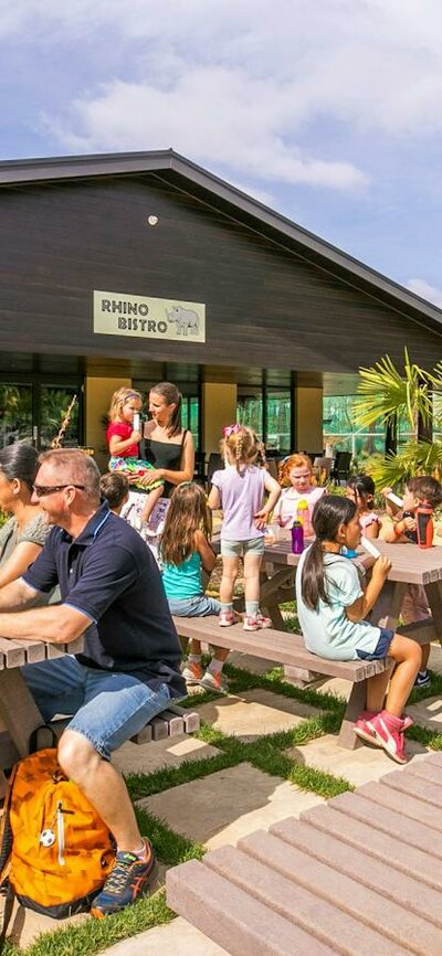 Rhino Bistro - Dining Facilities Guests and families enjoying the dining area at the Rhino Bistro / cafe