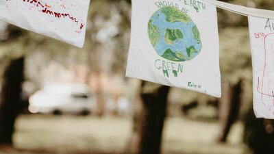 Flags for the future created by kids at the Haig Park Village Markets