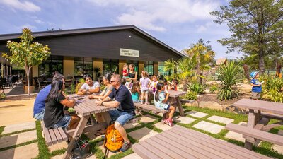 Rhino Bistro - Dining Facilities Guests and families enjoying the dining area at the Rhino Bistro / cafe