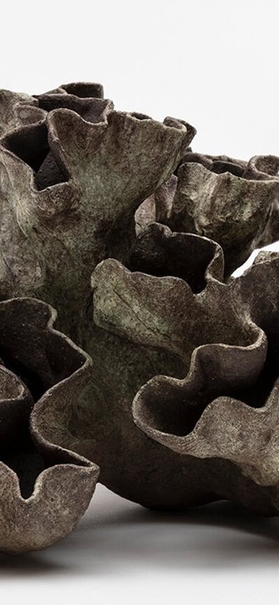 Brooklyn Rush - Unearthed Small Sculpture made from Chocolate brown clay, Terra Sigilatta, Stains
