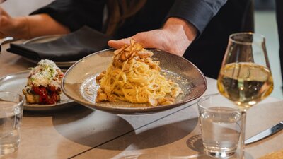 Pasta served to customers