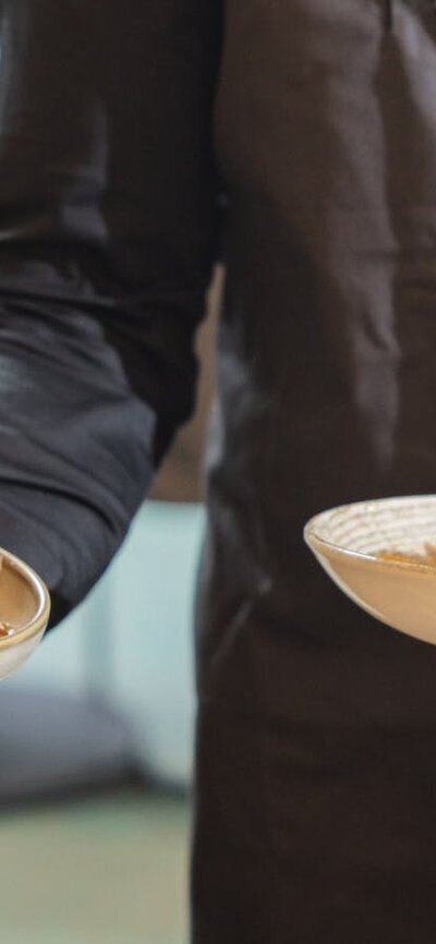 Dishes being served