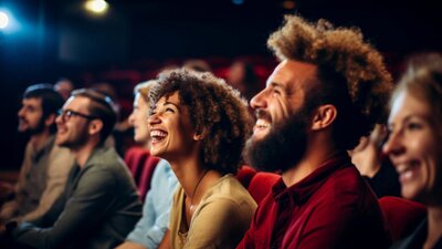 People laughing at comedy show