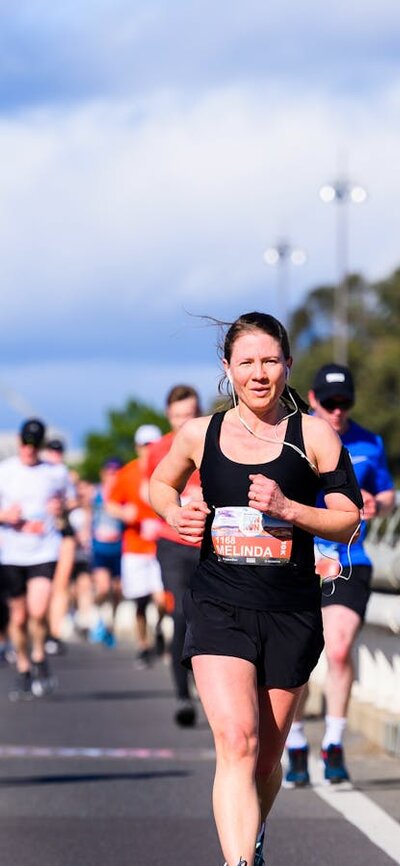 Several runners running towards the camera