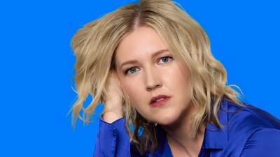 The Deep Blue Sea by Terence Rattigan a blonde woman stares into the camera in front of a blue background