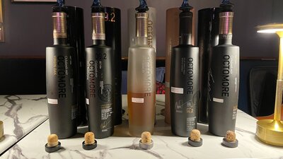 Octomore bottles ready for tasting