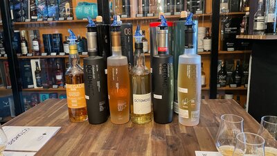 Octomore Bottles in a line