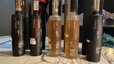 Octomore Bottles in a line