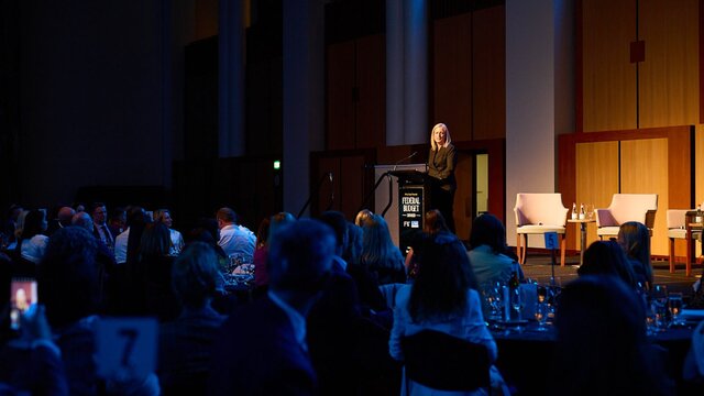 The Hon Senator Katy Gallagher addresses the crowd The Hon Senator Katy Gallagher addresses the crowd