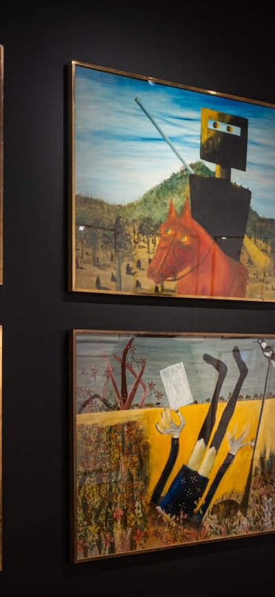 Nolan Collection at Canberra Museum + Gallery someone observing the artworks