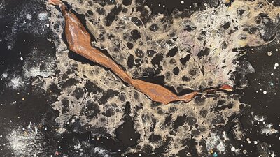 Abstract multimedia work black and gold