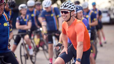 Richie Porte,  Australian former professional road bicycle racer, on bike on Signature Tour '25