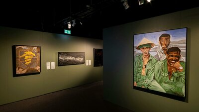 Explore Vietnam - One In, All In three artworks on the walls