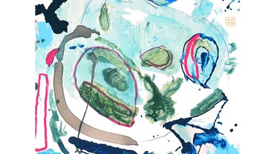 Abstract paintings using various shades of blue